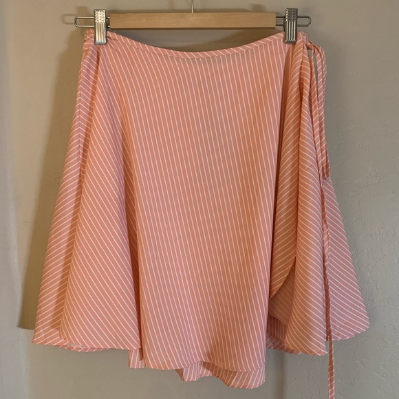 ASOS heartbreak pink and white stripe wrap mini skirt - Picture 5 of 10
